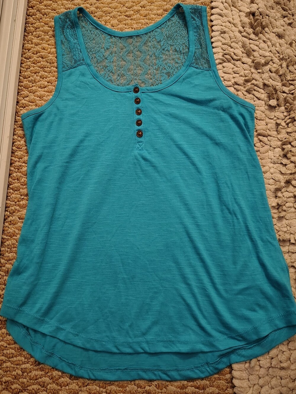 Sleeveless Lace-Back Tank Top in Teal
